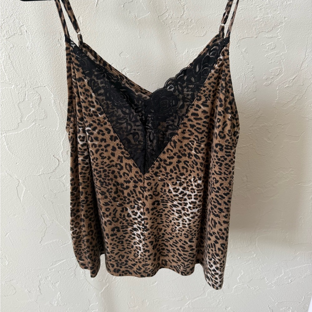 LAWLESS Animal Print Cami with Black Lace